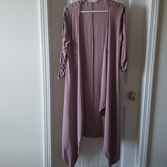 Mauve Duster w/ Rolled 3/4 Button up Sleeves - Picture 2 of 3